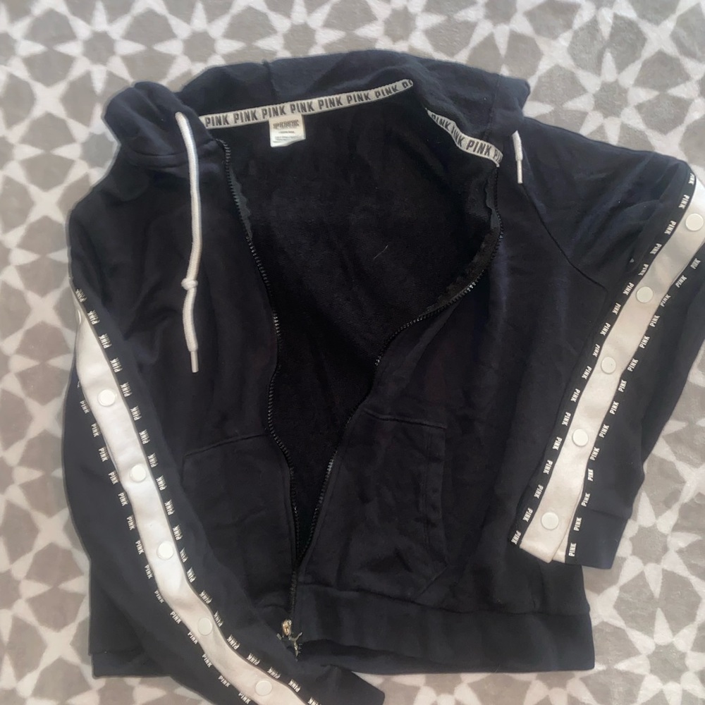 PINK black zip up jacket